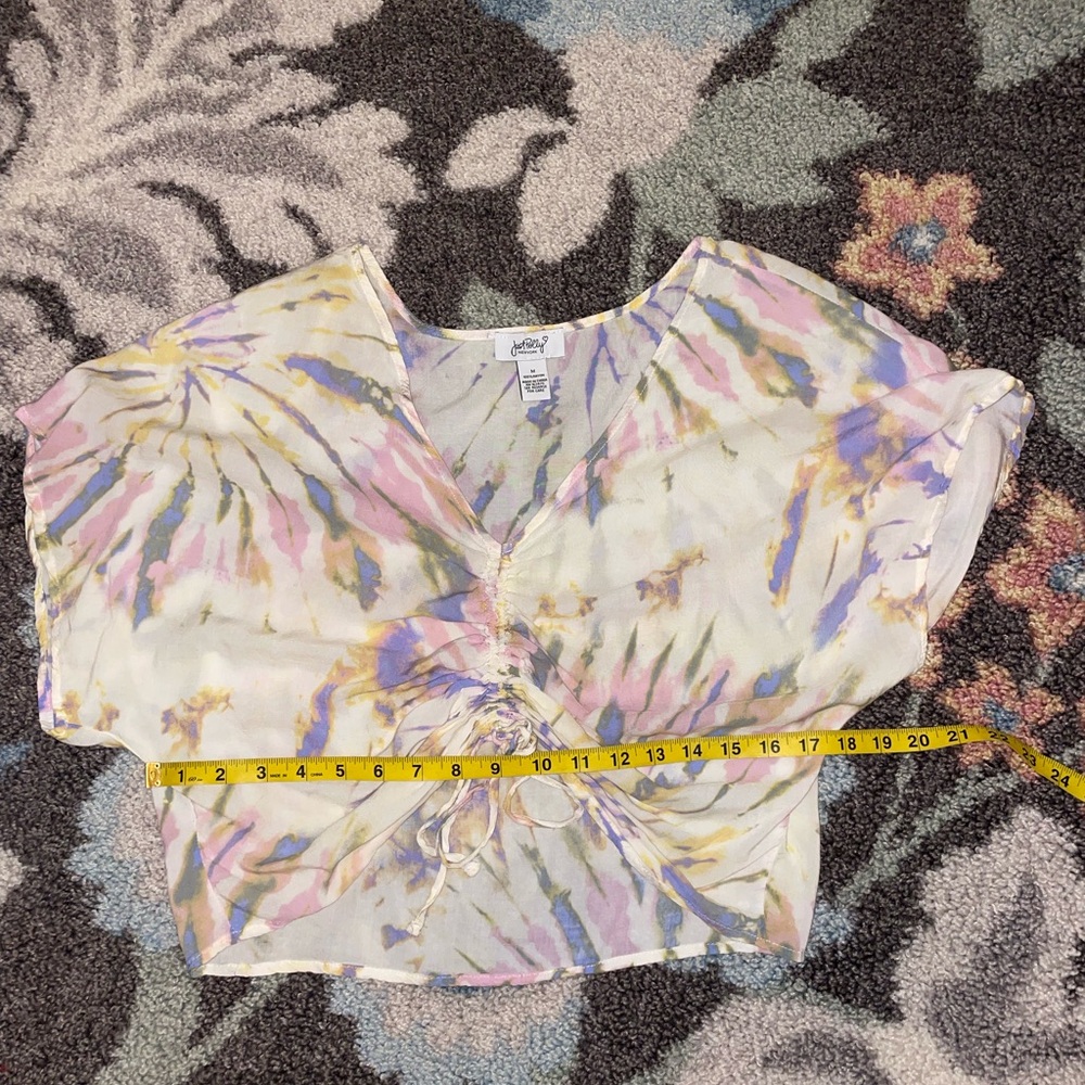 JUST POLLY tie dye cropped blouse size medium - Picture 6 of 7